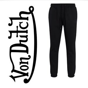 Von Dutch Men’s Black Fleece Logo Drawstring Sweatpants/Joggers | NEW/NWT!!🔥🔥